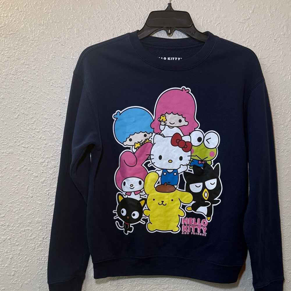 Sanrio Navy Sweatshirt with Multi-Color Character Graphic